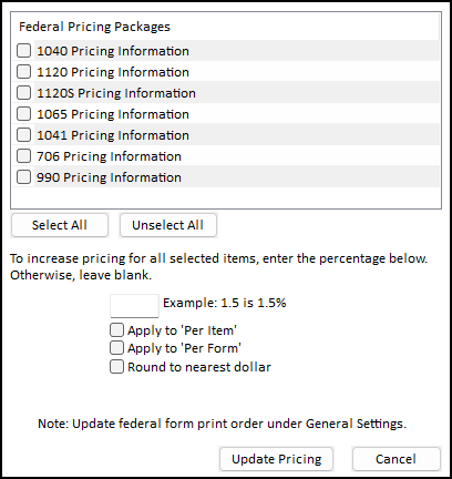 Image of Pricing update info